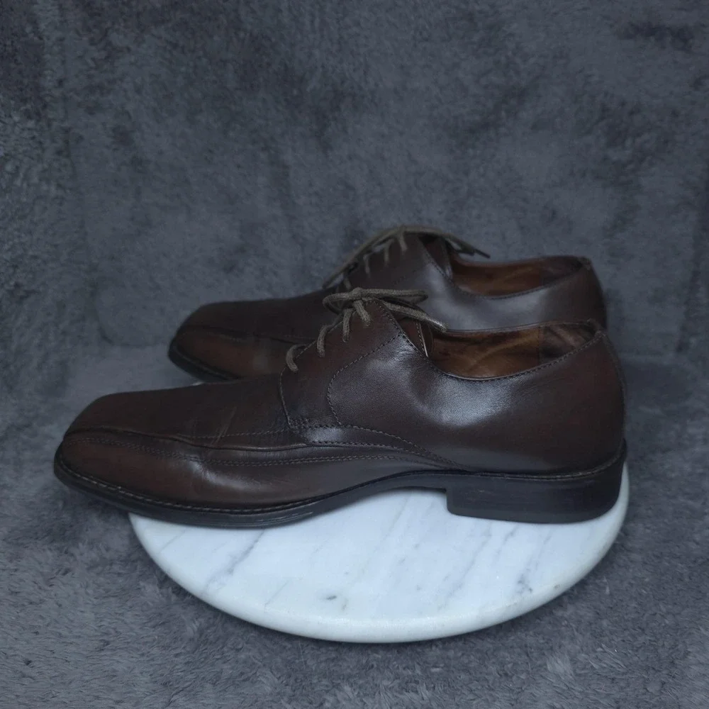 Johnston & Murphy Shoes Mens 9 Brown Leather Derby Oxford Dress Square Toe